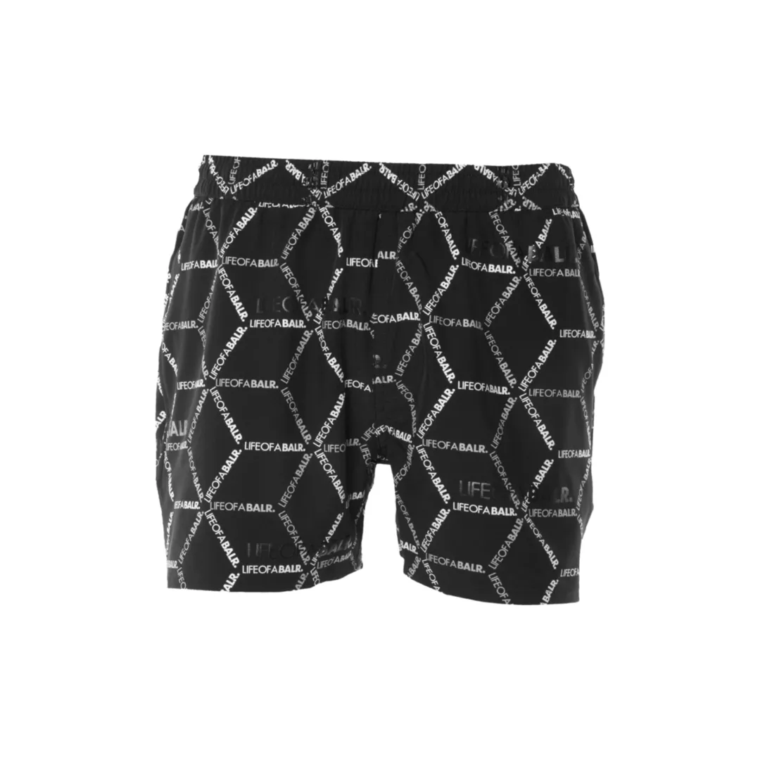 BALR HEXAGON AOP SWIM SHORTS BLACK