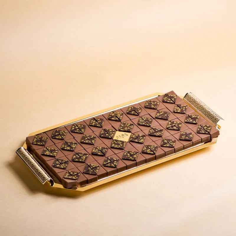 Golden Tray with Silver Handles – Design 2