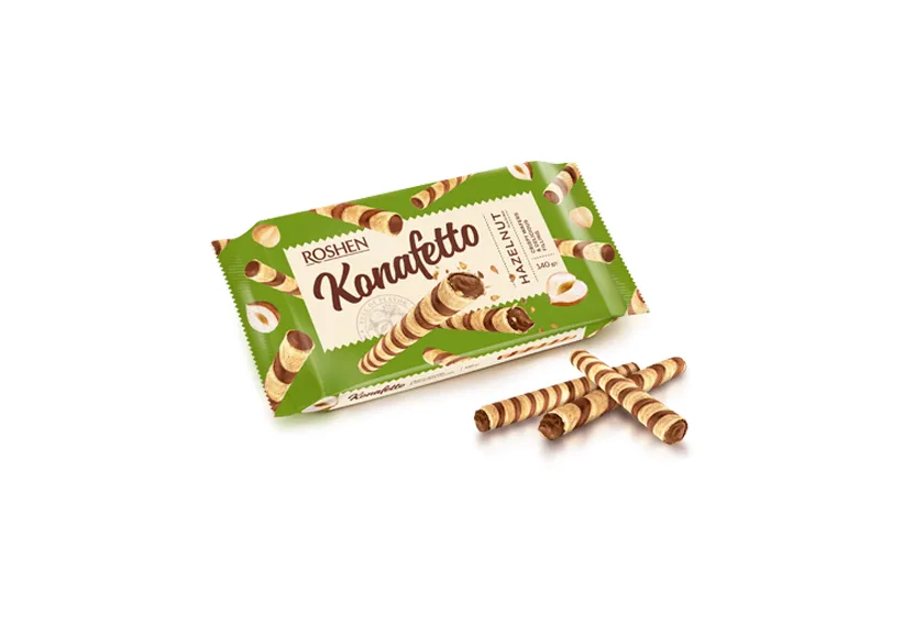 Roshen Konafetto Wafer Rolls with Hazelnut paste filling 140g