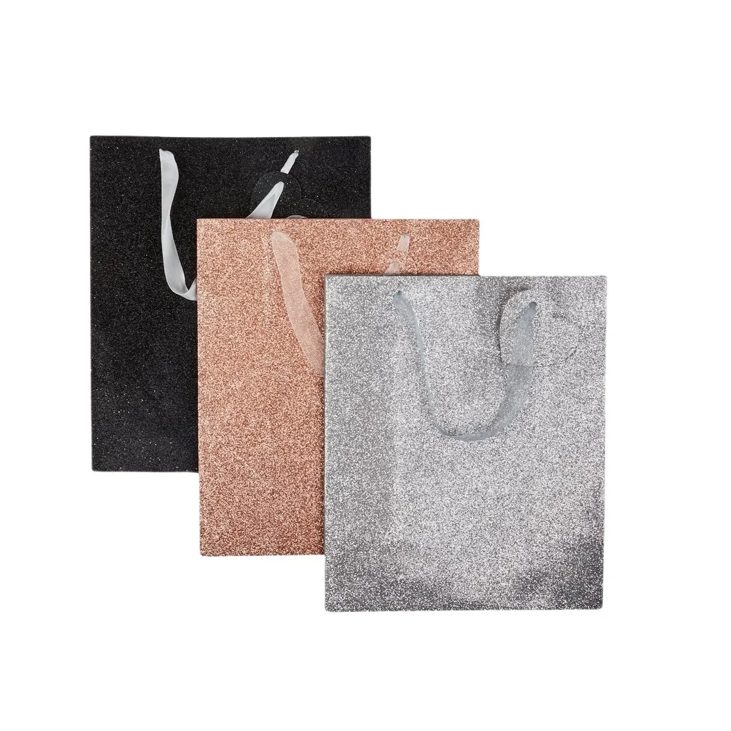 3 Glittered Paper Gift Bags