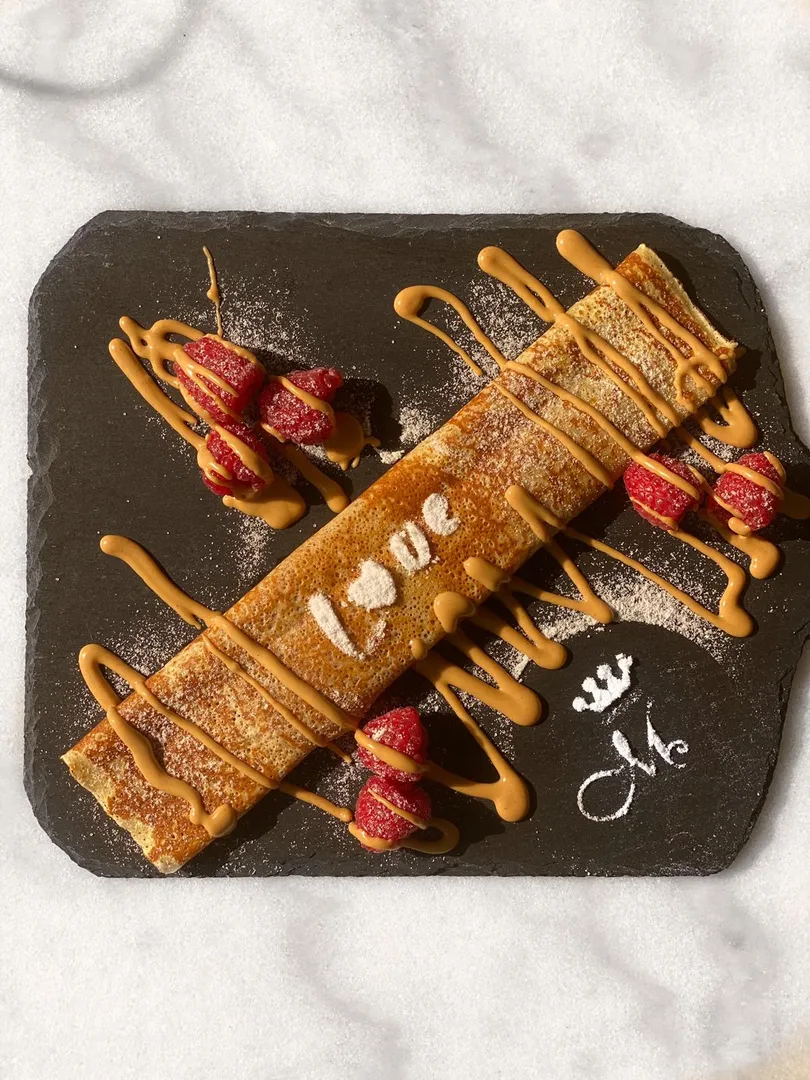 Peanut Butter and Raspberries Crepe