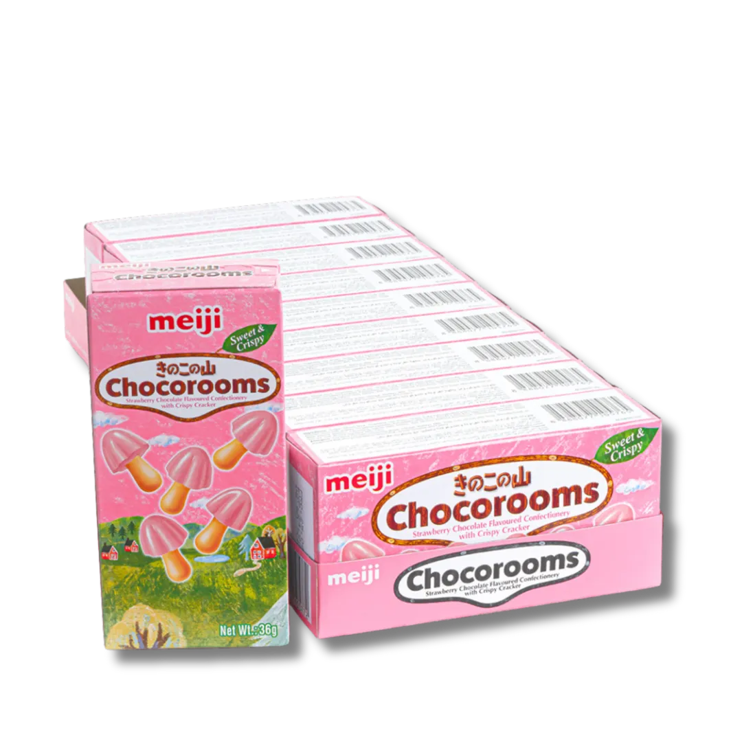 Meiji Chocorooms Strawberry Chocolate With Crispy Cracker 36 g