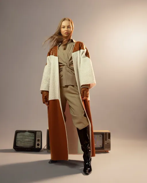 Leather bisht with gloves