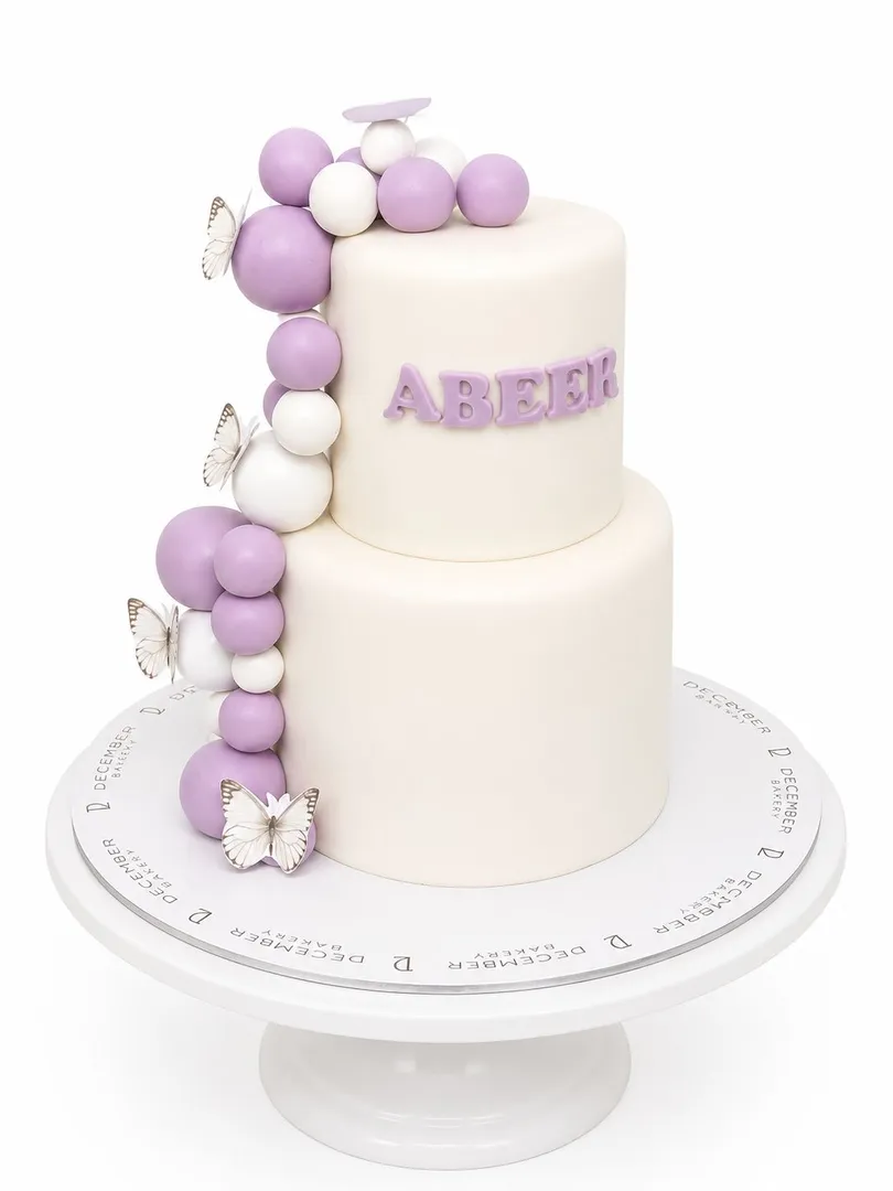 كيكه الفراشات والكرات البنفسجيه ٦ انش
