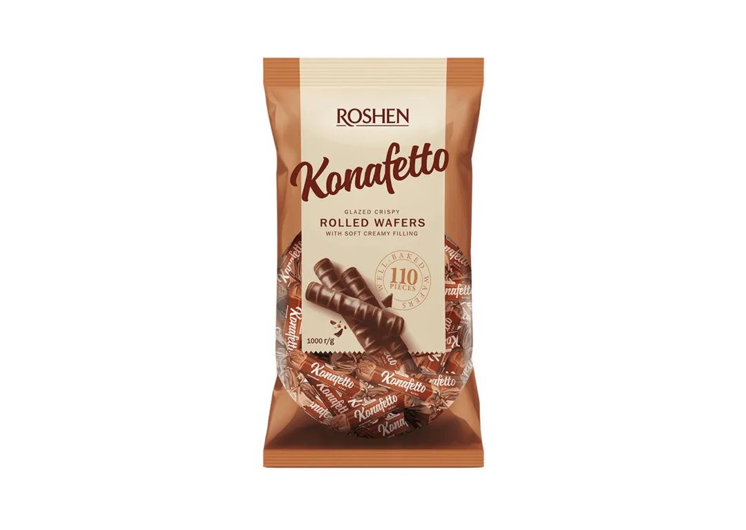 Roshen Konafetto Wafer Roll with Chocolate Cream filling 1kg (110 Pieces)