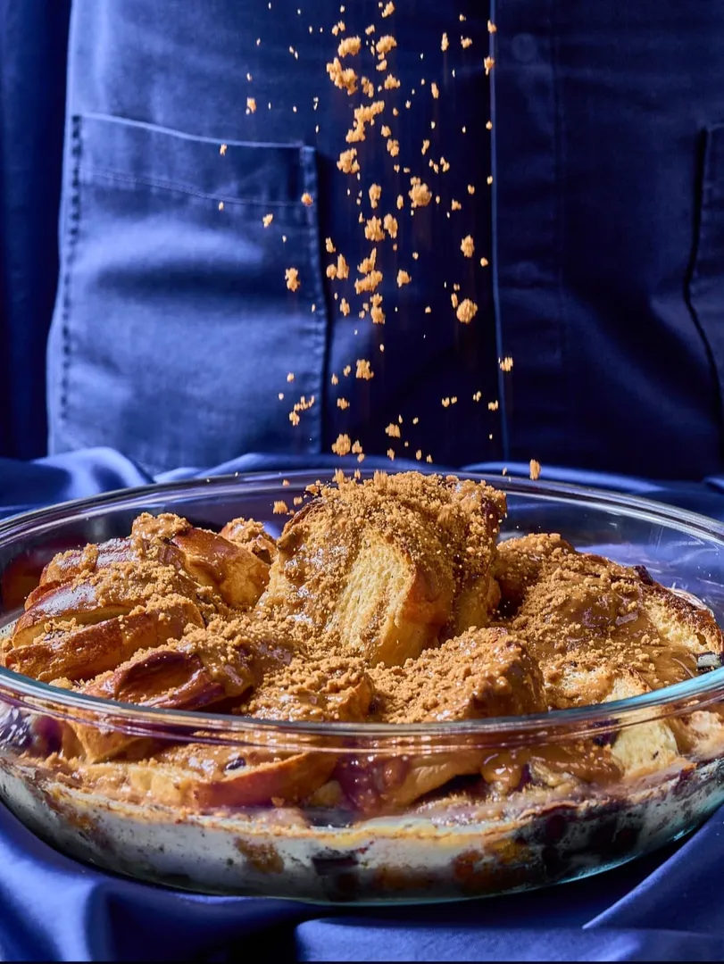 french toast pudding- warm