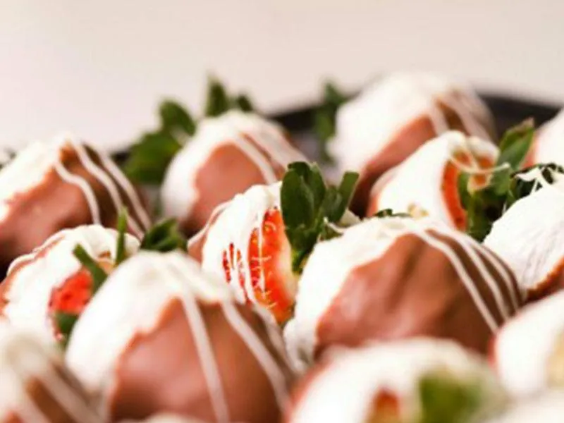Strawberries Covered With Milk Chocolate Marshmallow