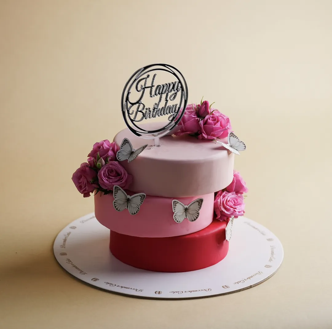 Elegant layers pink birthday cake 6inch mix chocolate vanilla