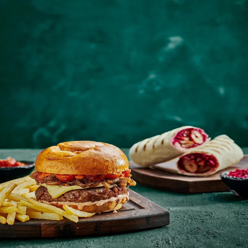 HARISSA AND HALLOUMI BURGER.