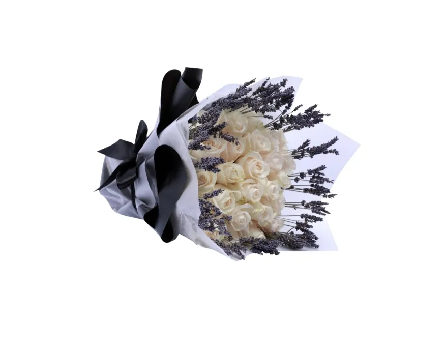 LAVENDER HAND BOUQUET- WHITE