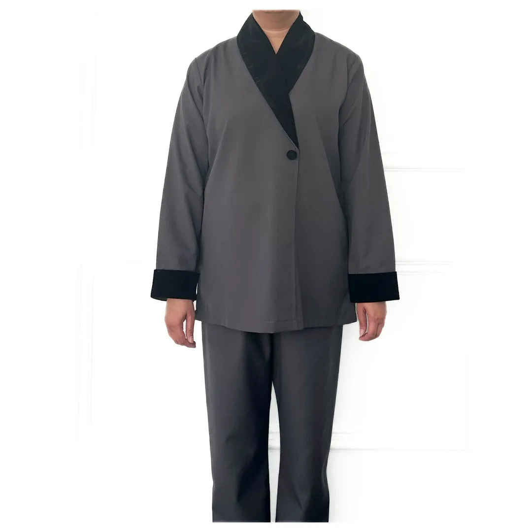 Velvet collar cotton set