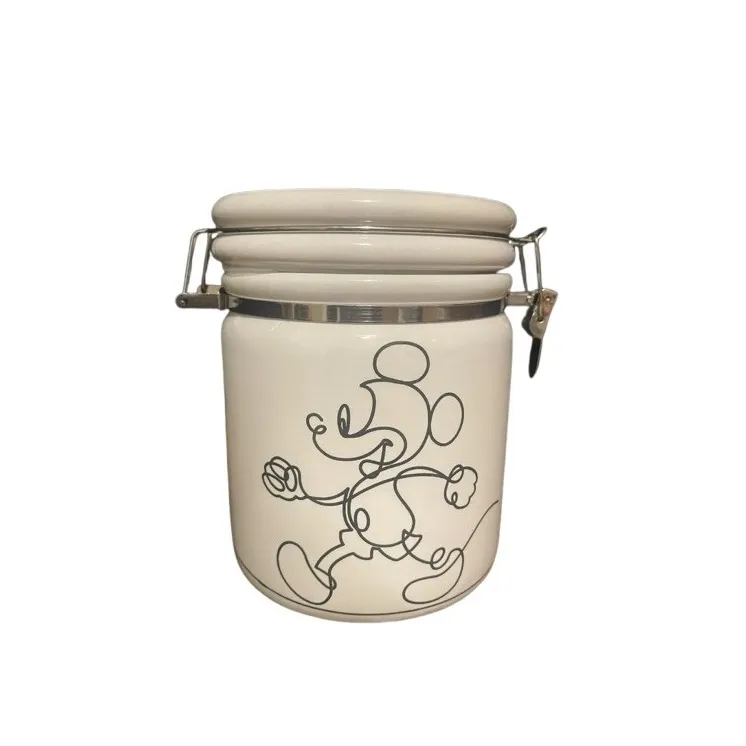 Mickey Mouse Medium Size Ceramic Airtight Jar (Sugar, Coffee, Cookies) White