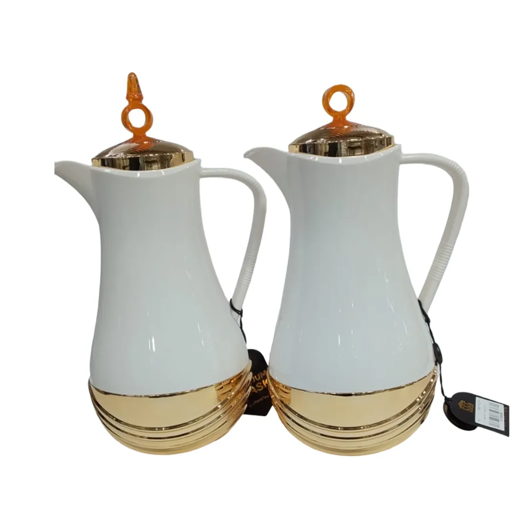 طقم مطارات شاي وقهوة ابيض ذهبي مقاس 1.0 لتر C52