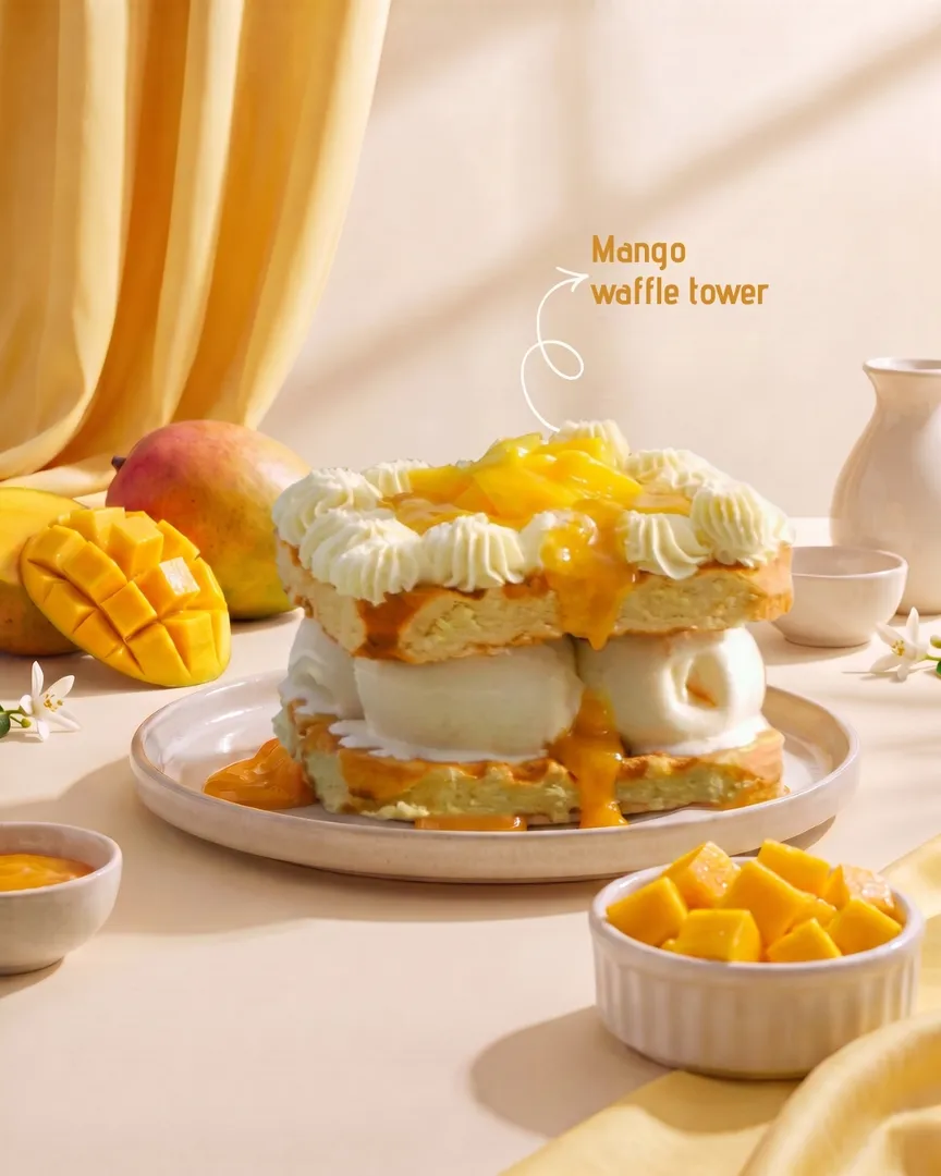 Mango Waffle Tower