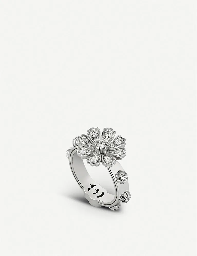 Gucci Flora 18Ct White-Gold And White Diamond Ring