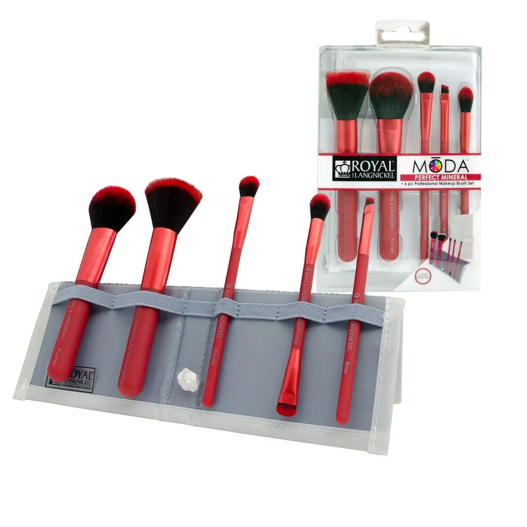Moda - Perfect Mineral Brush Set & Case 6 pcs - Red