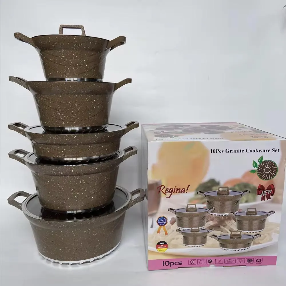 طقم جدور جرانيت 10 قطعة بني غطاء سطحي