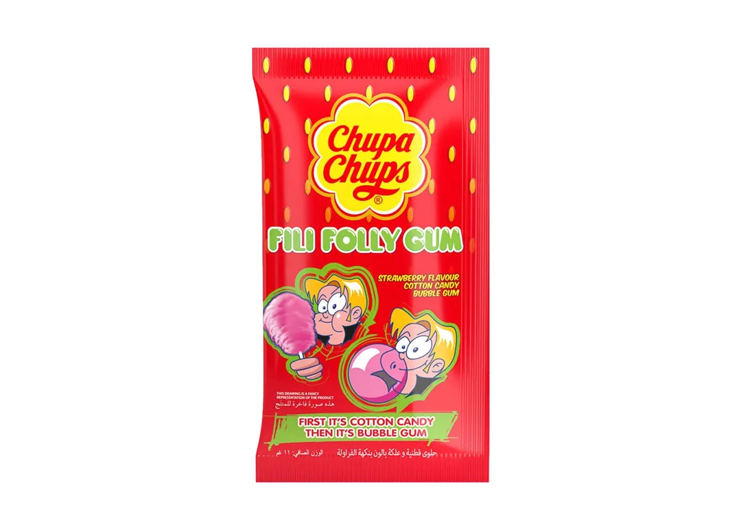 Chupa Chups Cotton Gum Strawberry 12 Pieces x 11g