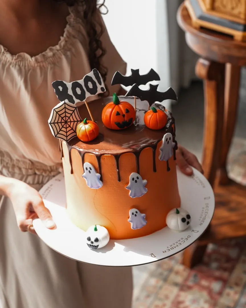 هالوين 🎃 كيك البرتقاليه والشوكولاته