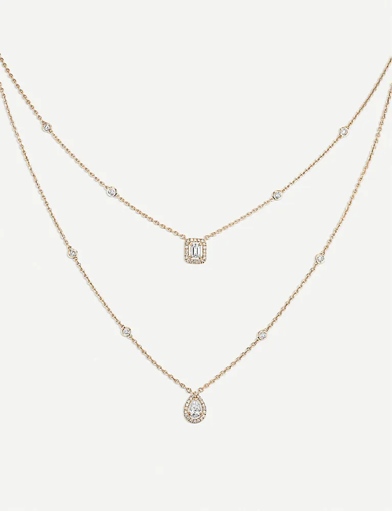 Messika My Twin 18Ct Pink-Gold And Diamond Necklace