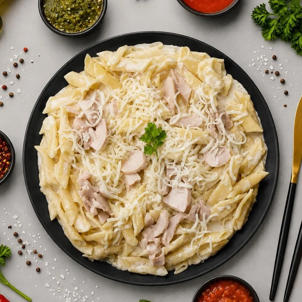 Alfredo Penne Pasta With Mushroom