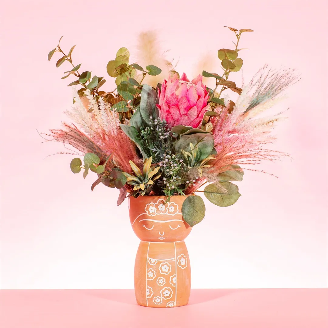 Frida Kahlo Terracotta Vase