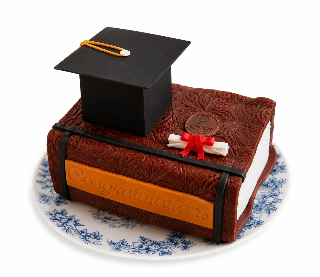 Book Graduation Cake 5 inch Cake With Graduation Hat , Chocolate a Flavor-Collaboration with Edward