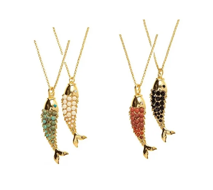 Yochi NY - Open Mouthed Jet Koi Fish Necklace