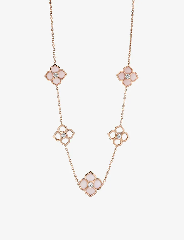Chopard La Fleur Imperiale 18Ct Rose-Gold, Pink Opal And Diamond Necklace
