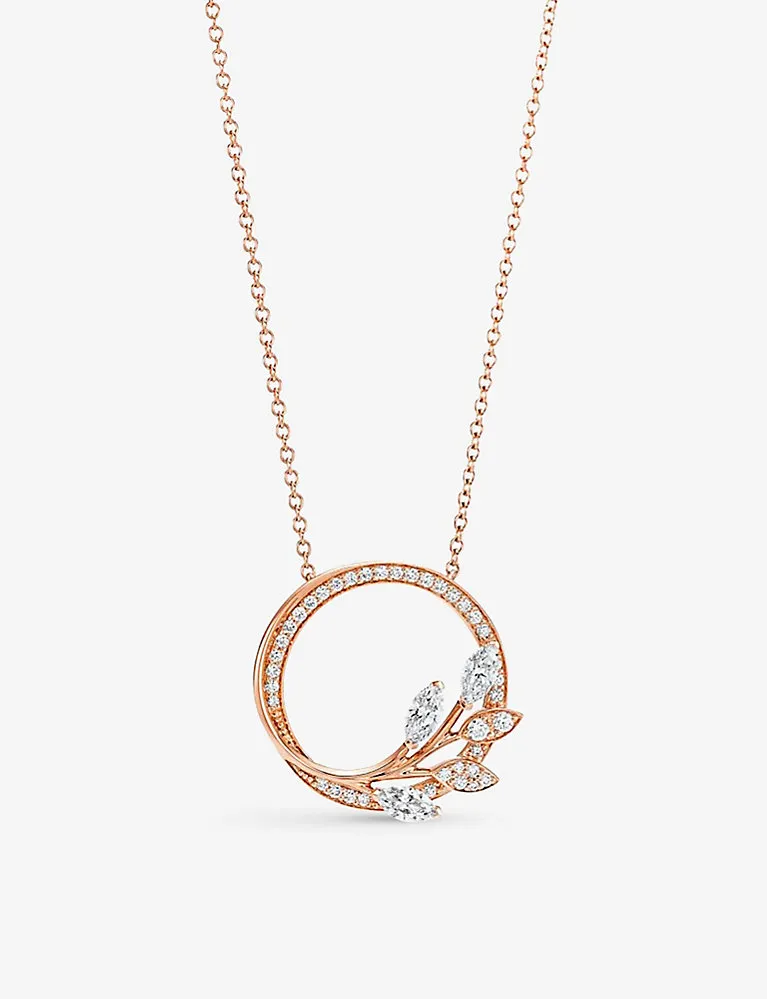 Tiffany & Co Vine Circle Small 18Ct Rose-Gold And 0.39Ct Brilliant- And Marquise-Cut Diamond Pendant Necklace