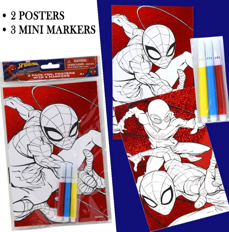 Spiderman 2 Pack Foil Posters With 3 Markers