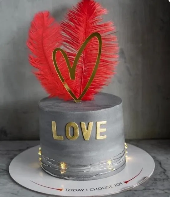 Love Concrete Cake- Red Feather