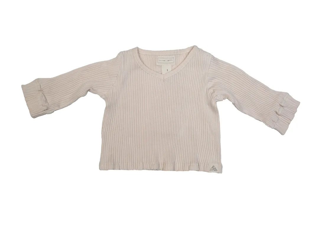 Long Sleeve V-Neck Top (White Swan)