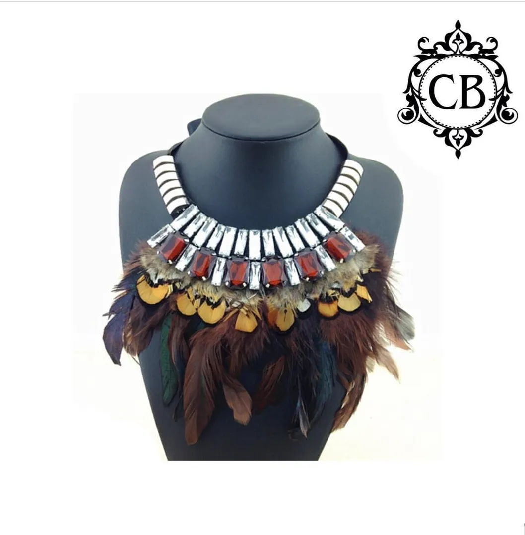 Brown Feathers Necklace