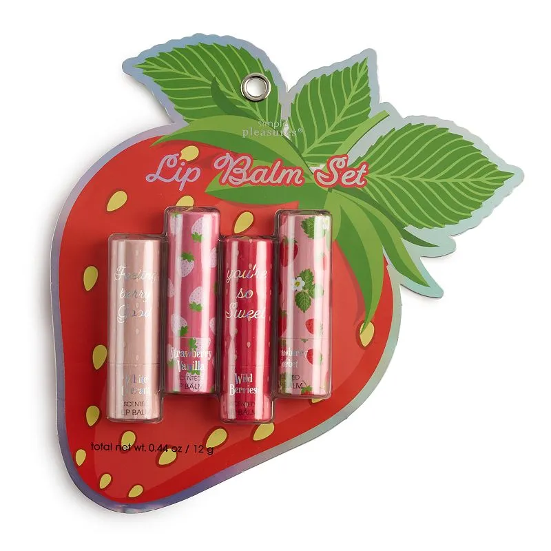 4 PCS Scented Lip Balm Set - Strawberry & Cream