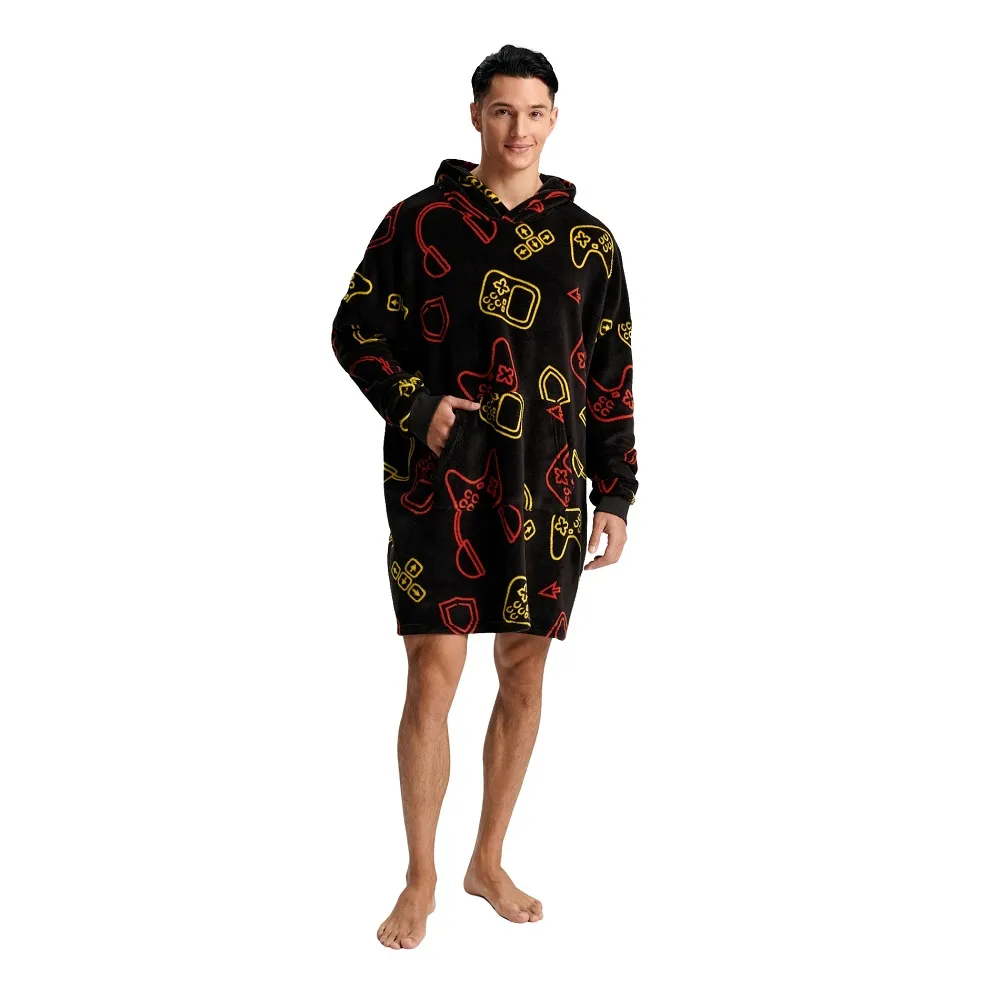 Games Oversized Allover Printed Long Sleeve Hoodie