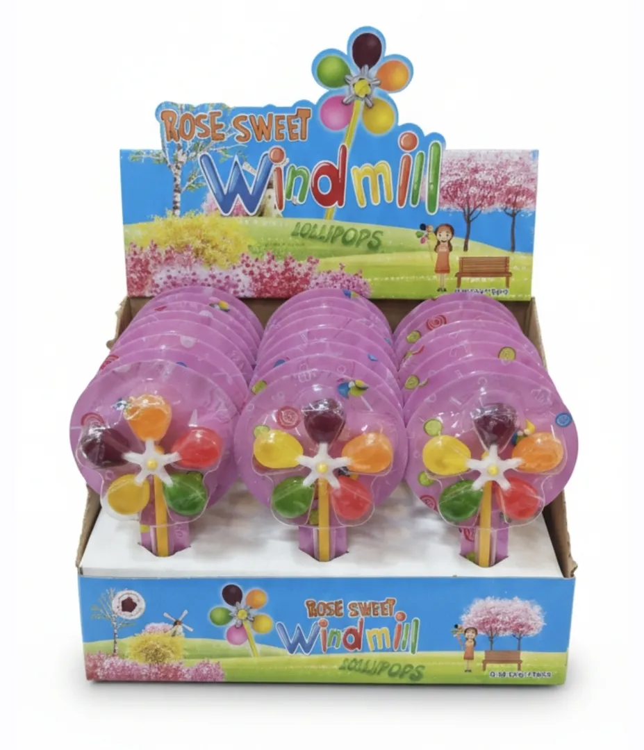 Windmill Shaped Fruit Flavored Lollipop 24 Pieces