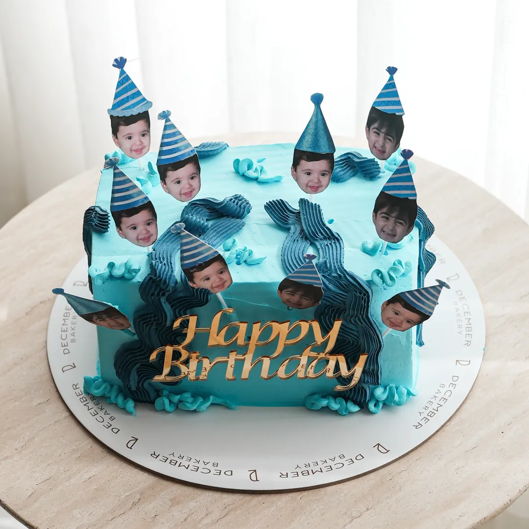 Photos blue square cake birthday