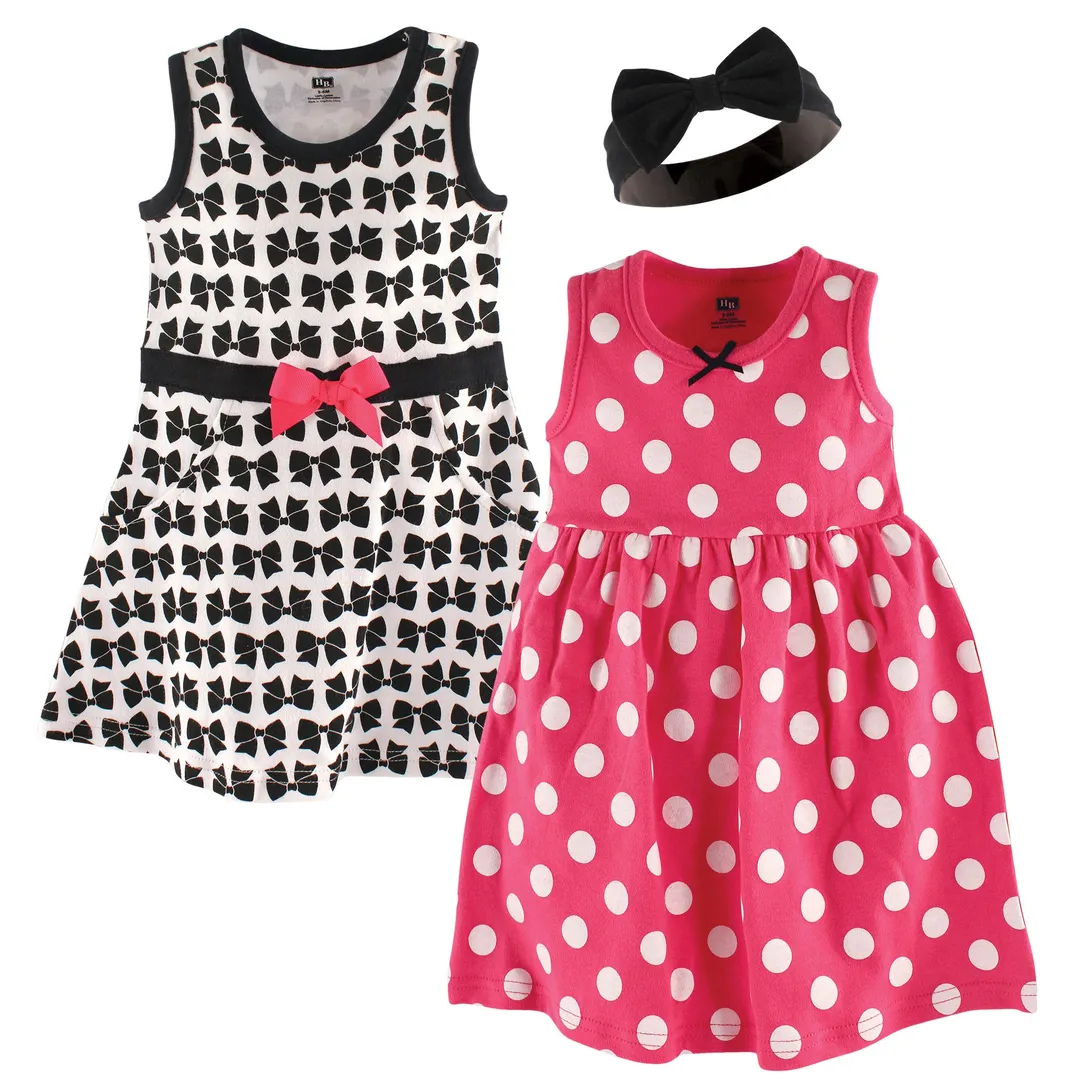 Black & Pink Dress & Headband Set