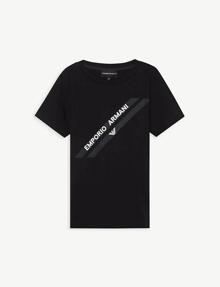 Emporio Armani Stripe Logo-Print Cotton T-Shirt 4-16 Years
