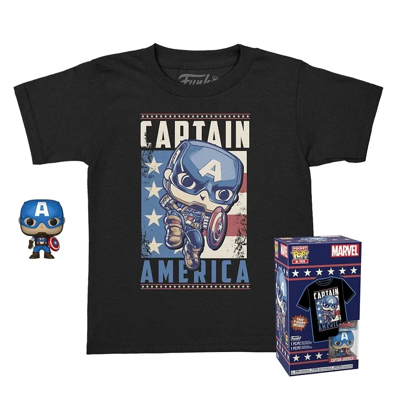 Captain America Kids Tshirt & Pocket POP! Figure - Special Edition