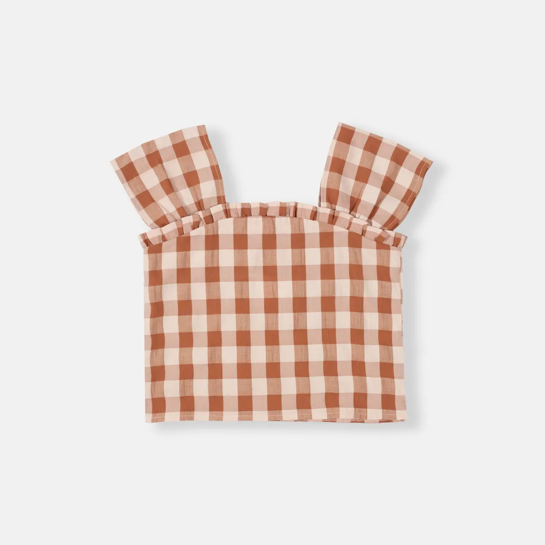 Seashell Top- Checks Brown