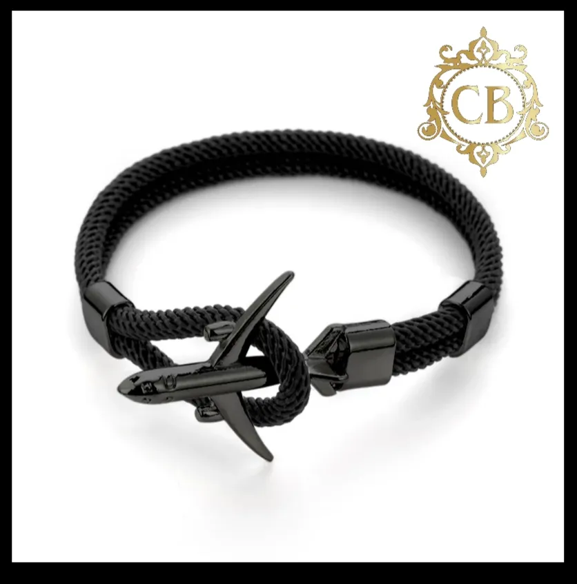 Airplane Black Bracelet