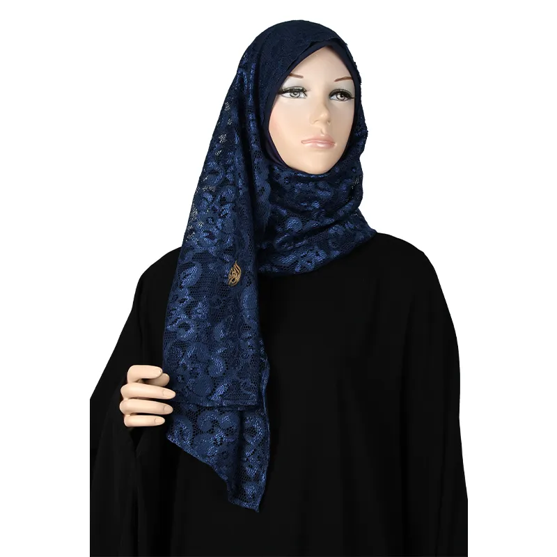 قبعة بشيلة قطن بكريب بالدانتيل