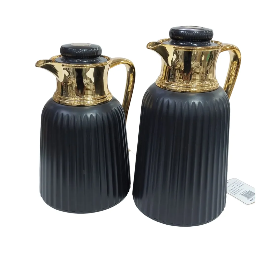 طقم مطارات اسود مذهب مقاس 1.0/0.7 لتر HC105