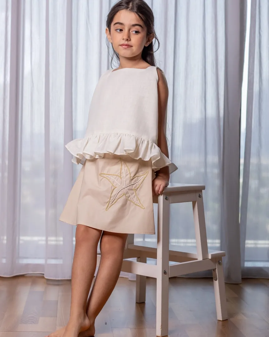 Starfish Set (Top & Skirt)- White/ Beige