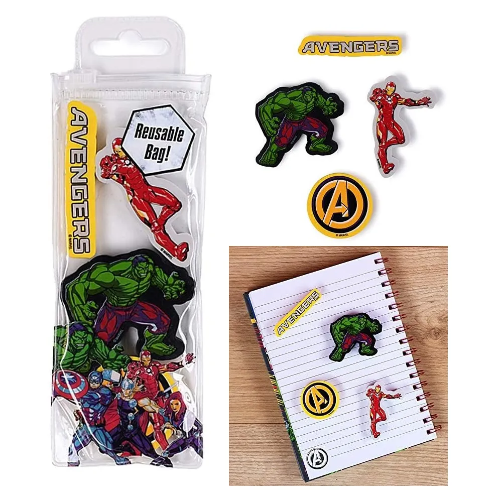Marvel Avengers Eraser-Set 4 PCS In Reusable Bag