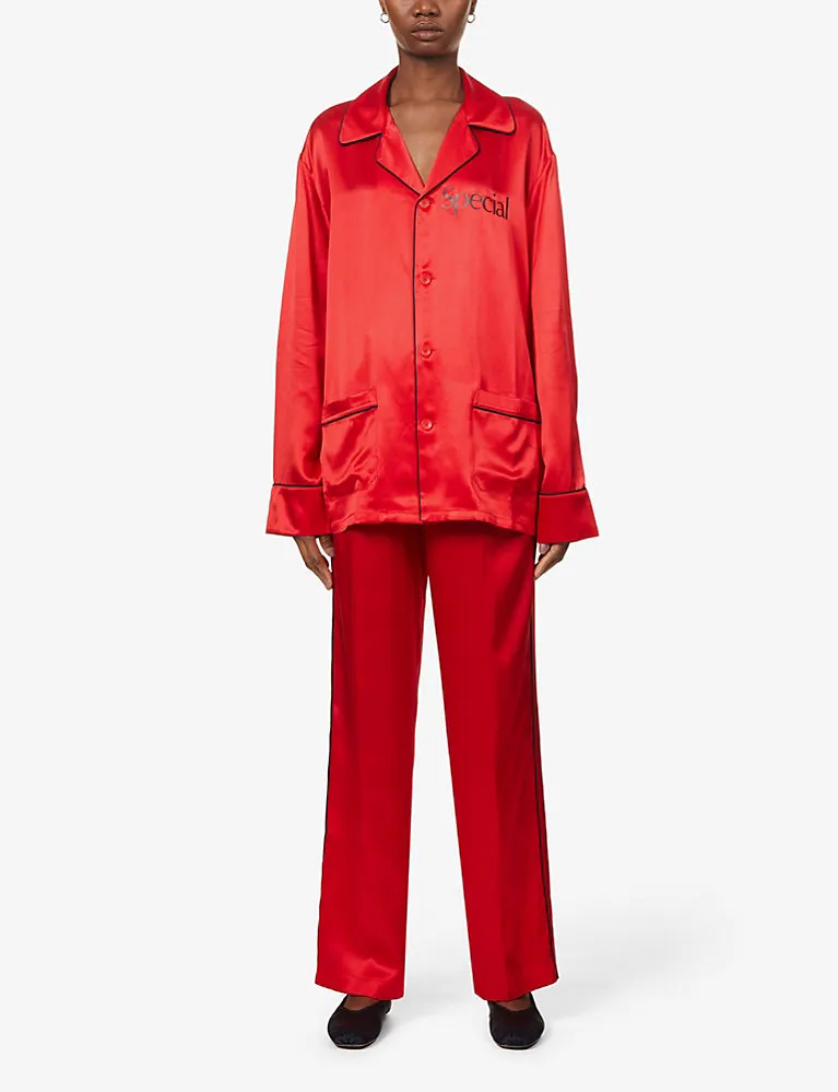 More Joy Special-Print Silk-Satin Pyjama Set