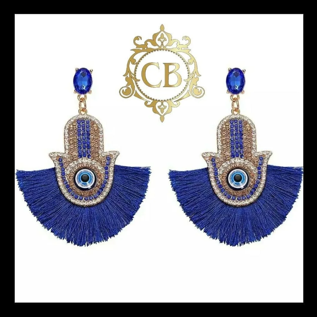 Blue Hand Earrings