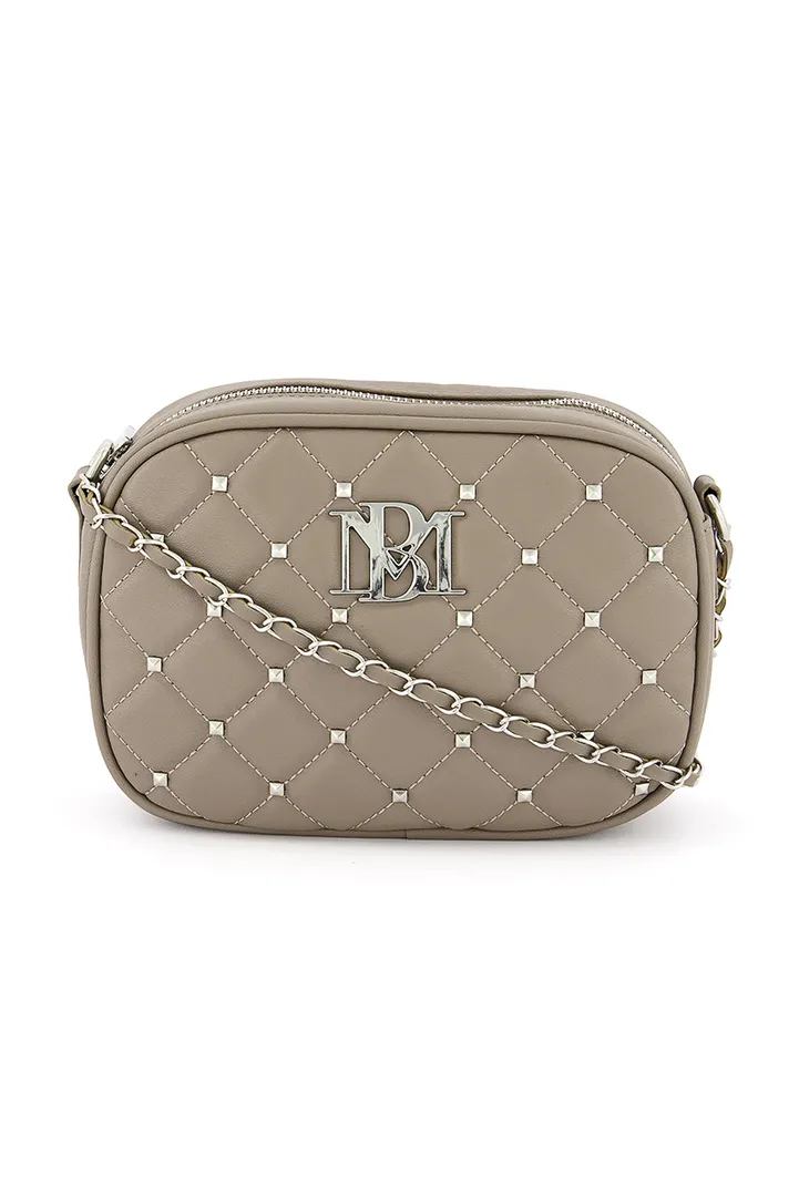 Badgley Mischka Studded Quilted Crossbody Bag - Taupe